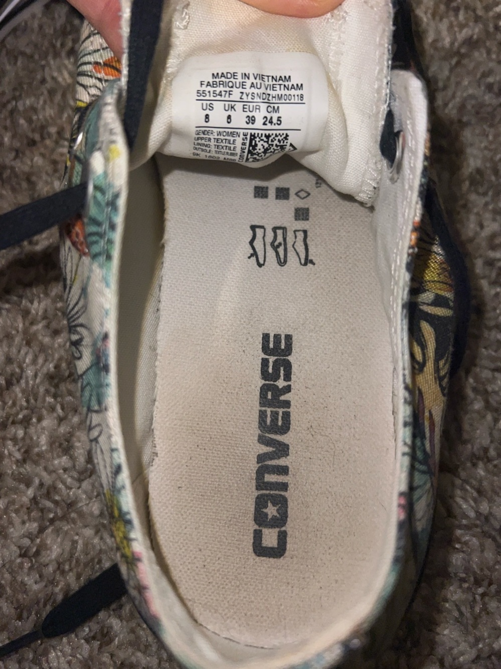 CONVERSE Floral Pop Art Low-Top Canvas Sneakers with Black laces Sz. 8 - Picture 10 of 14